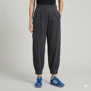 Navy Blue Balloon Leg Cotton Pants - Medium